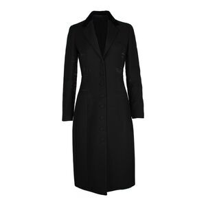 Bottega Veneta Side Stripe Coat in Black Lana Vergine